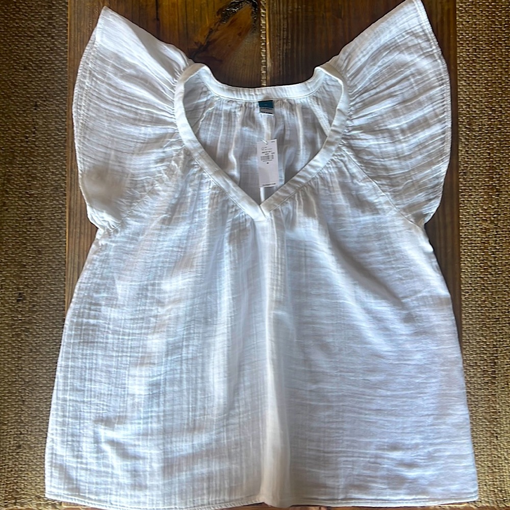Old Navy Cotton Gauze Flutter Sleeve Top Large NWT